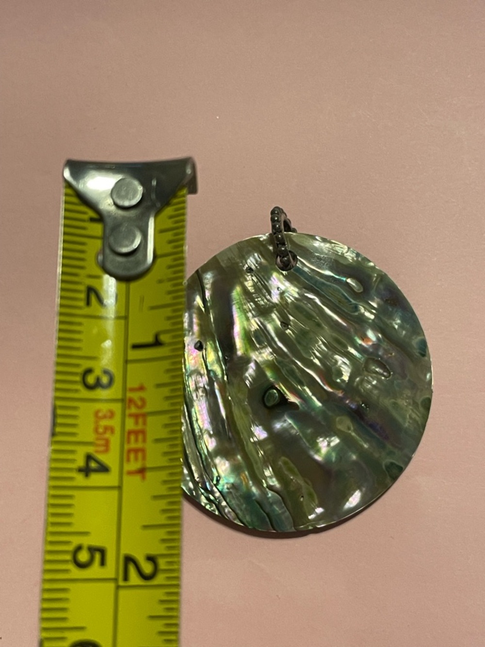 Abalone Shell Round Pendant - Iridescent Green ❤️‍🔥 - Picture 2 of 7
